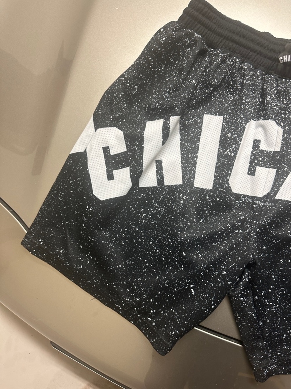 Mitchell & Ness Black & White 'CHICAGO' Athletic Shorts